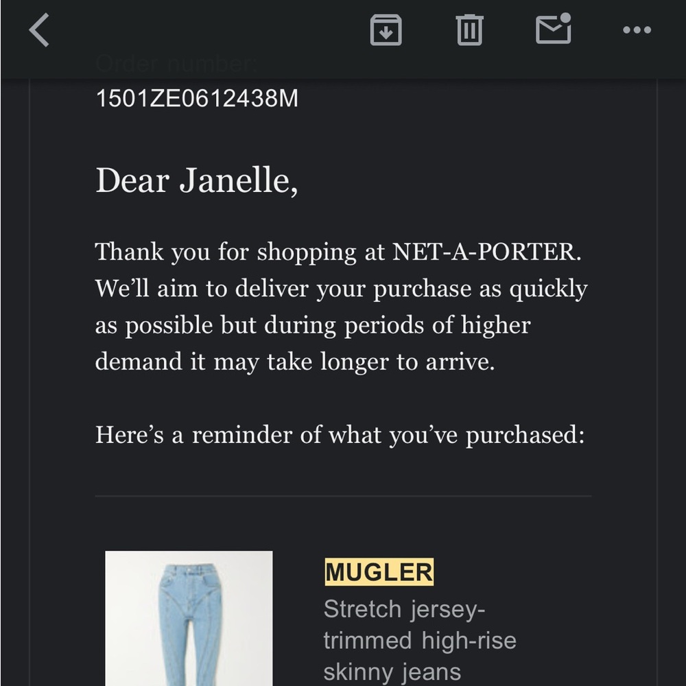 Mugler Stretch Jersey-Trimmed Jeans in Light Blue